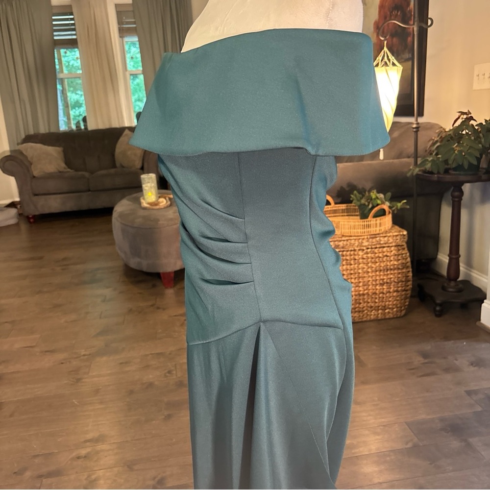Xscape Green Ruched Strapless Sundress - Picture 4 of 8